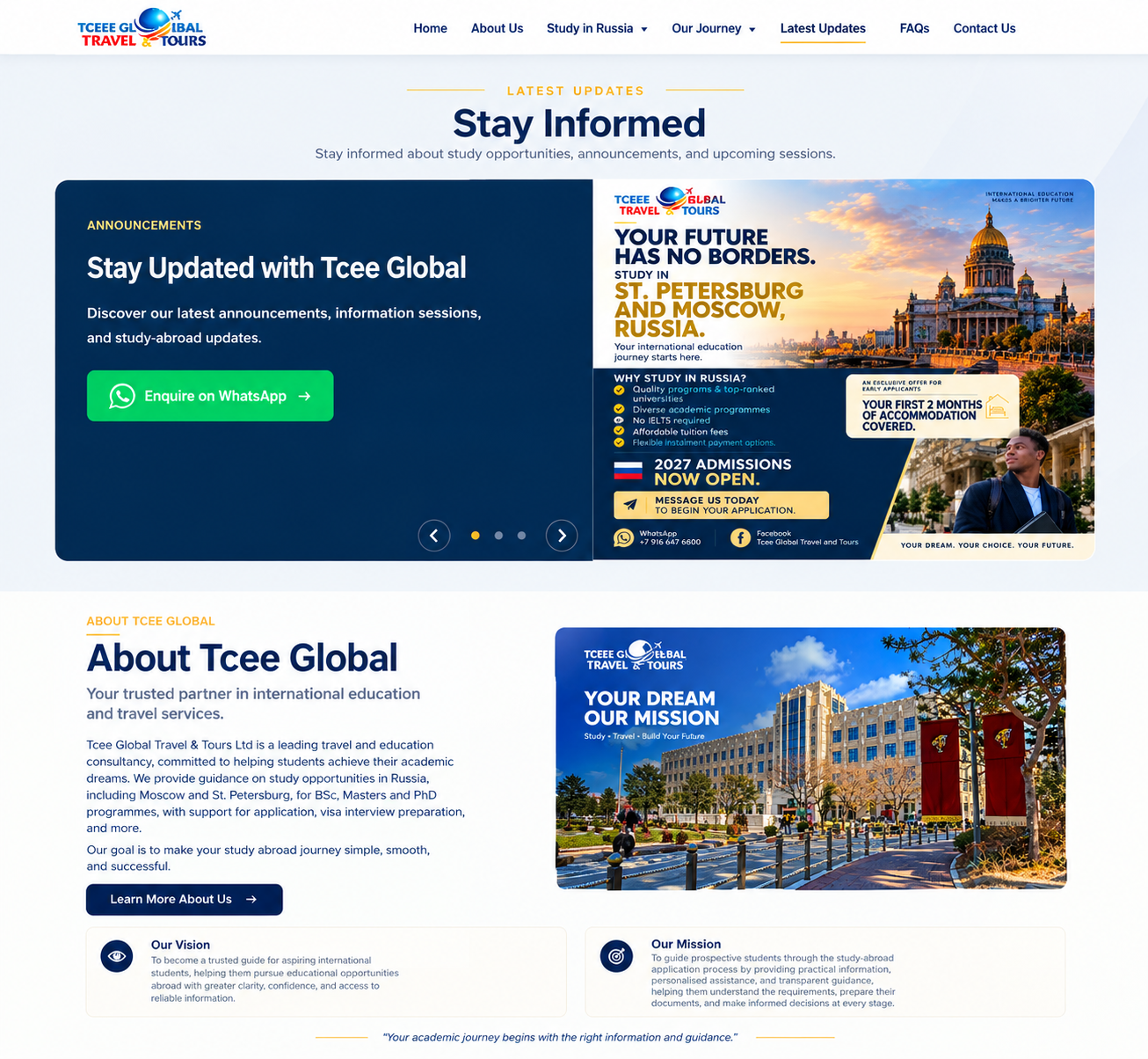 Tcee Global website updates section